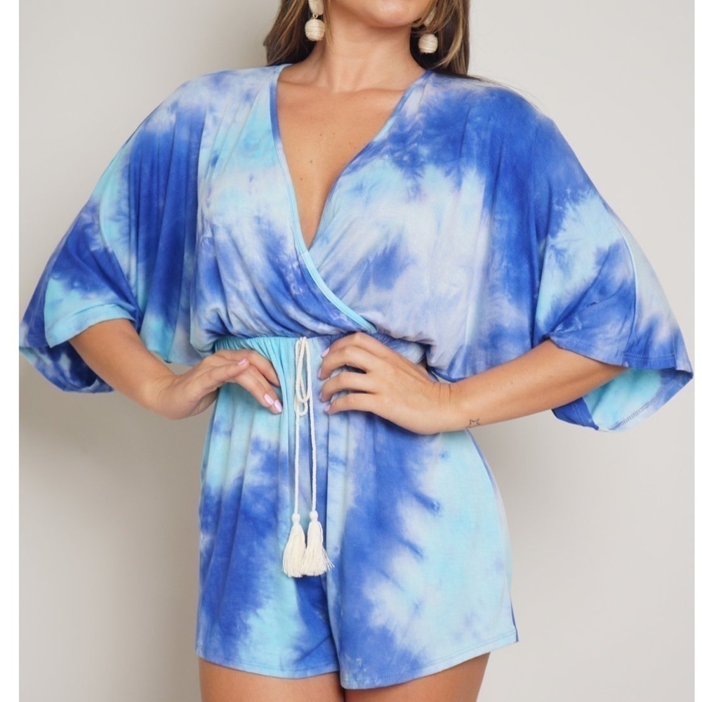 Tie Dye Blue Loungewear Romper